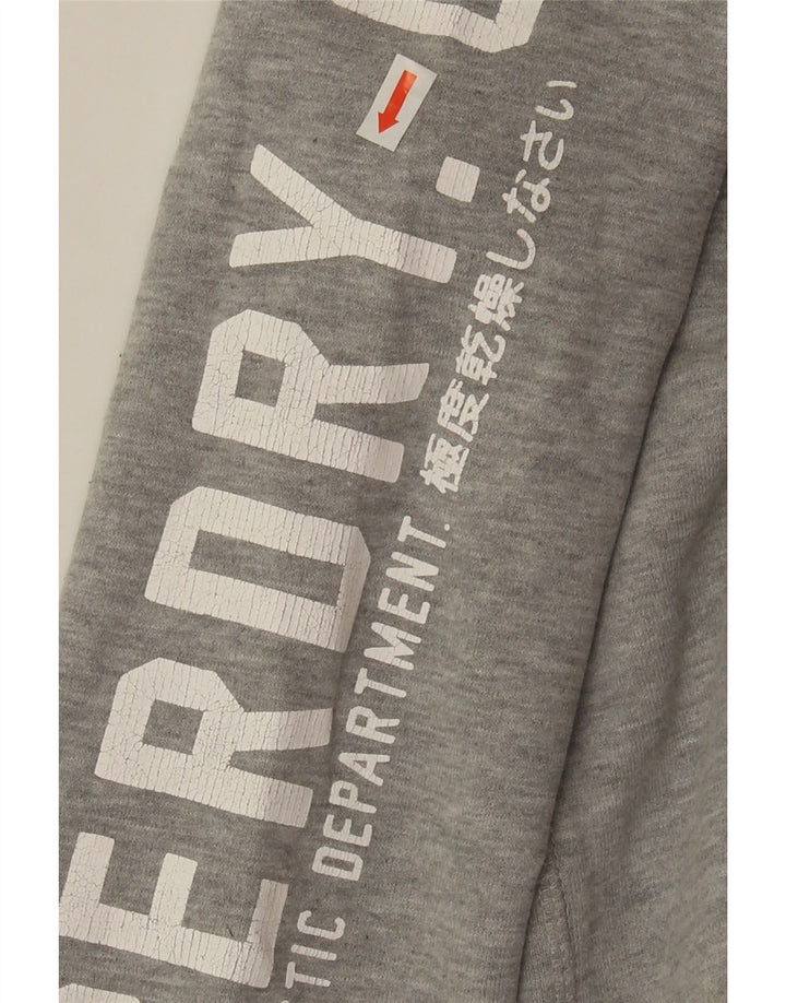 SUPERDRY Womens Track & Field Graphic Sweatshirt Jumper UK 16 Large Grey Vintage Superdry and Second-Hand Superdry from Messina Hembry 