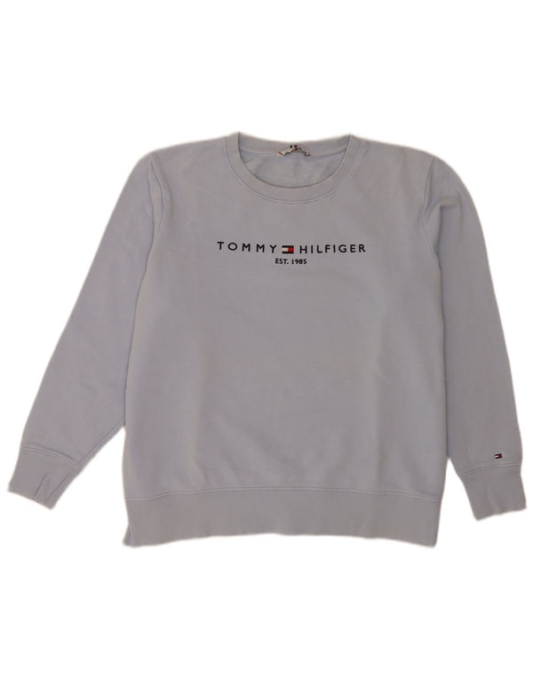 Felpa grafica da donna Tommy Hilfiger Maglione UK 14 Large Blu
