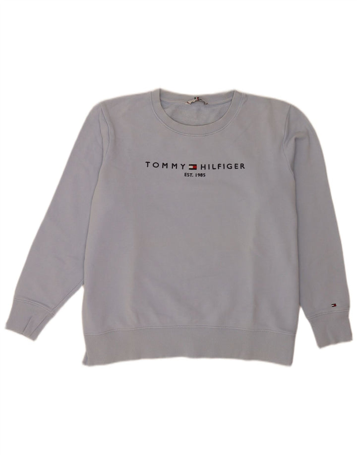 Felpa grafica da donna Tommy Hilfiger Maglione UK 14 Large Blu