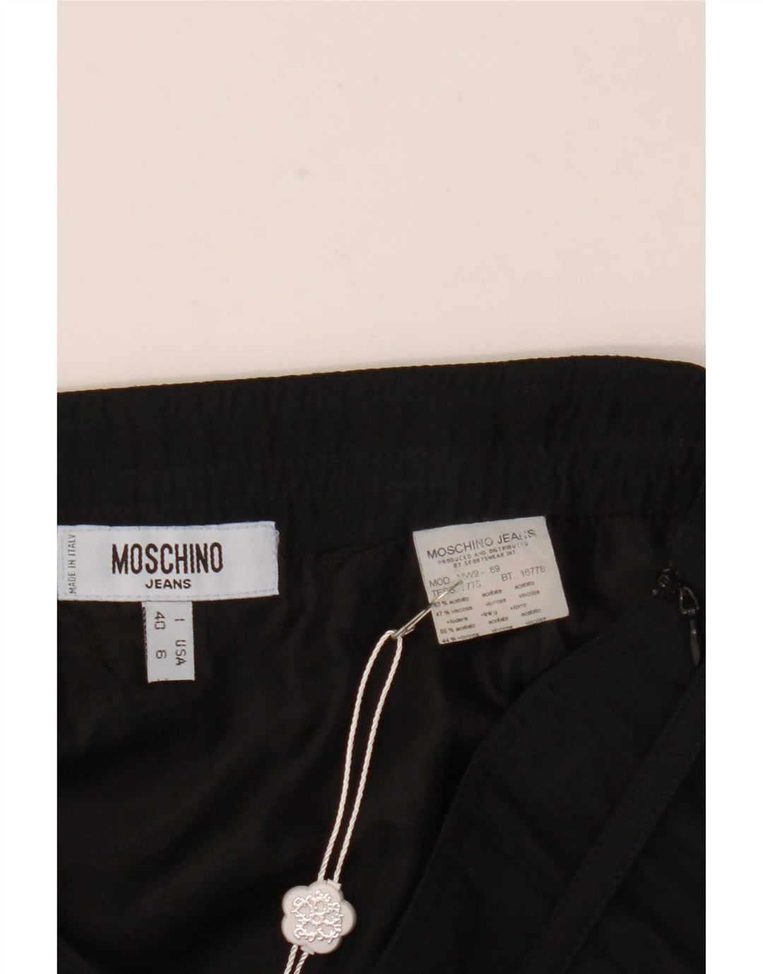 Minigonna da donna Moschino IT 40 Small W27 Acetato nero