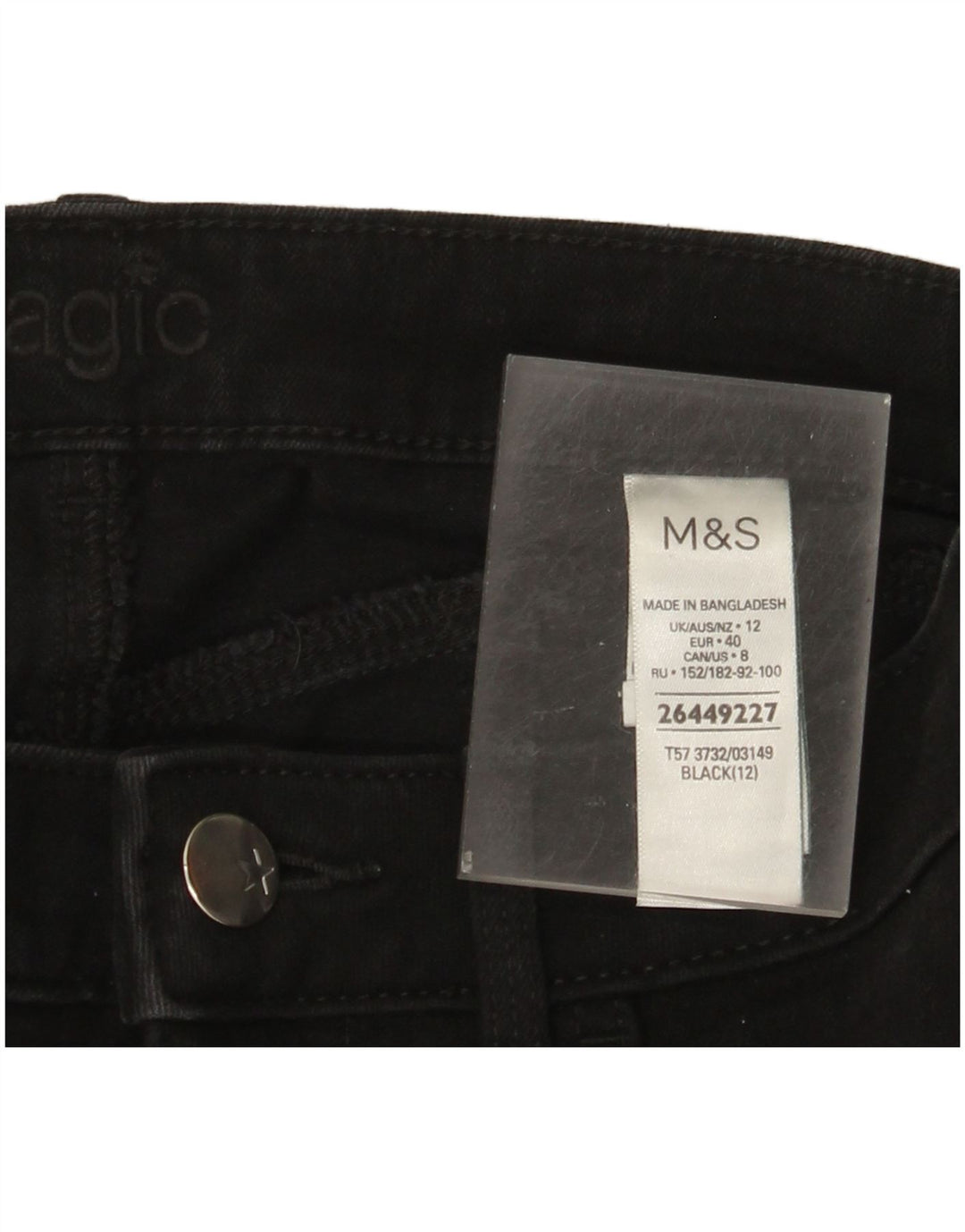 Bermuda in denim da donna Marks & Spencer UK 12 medio W30 cotone nero