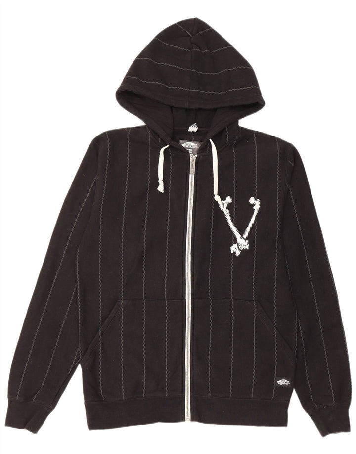 Maglione con cappuccio e zip da uomo Vans piccolo in cotone a righe nere