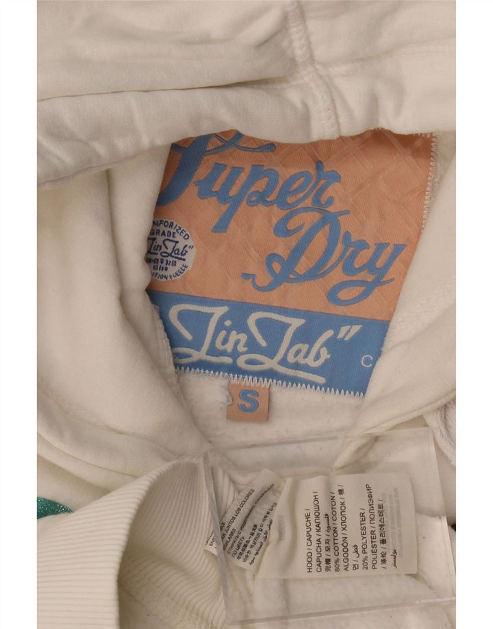 Maglione con cappuccio grafico da donna SUPERDRY UK 10 piccolo cotone bianco