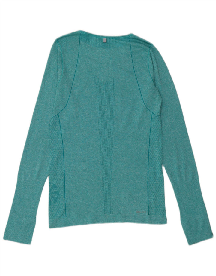 Top Nike Dri Fit da donna a manica lunga UK 10 Small Poliestere chiazzato verde