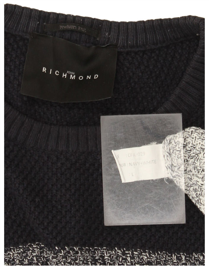 Maglione maglione girocollo da uomo Richmond di grandi dimensioni in cotone a righe multicolori