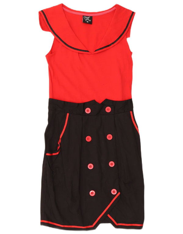 Abito tubino senza maniche da donna Criminal Damage UK 18 XL Rosso color block