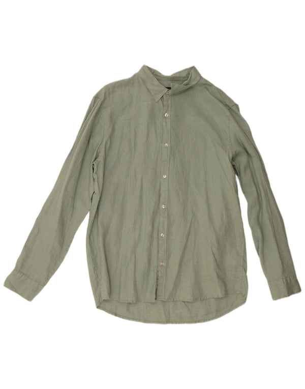 French Connection Mens Classic Fit Shirt Large Green Linen