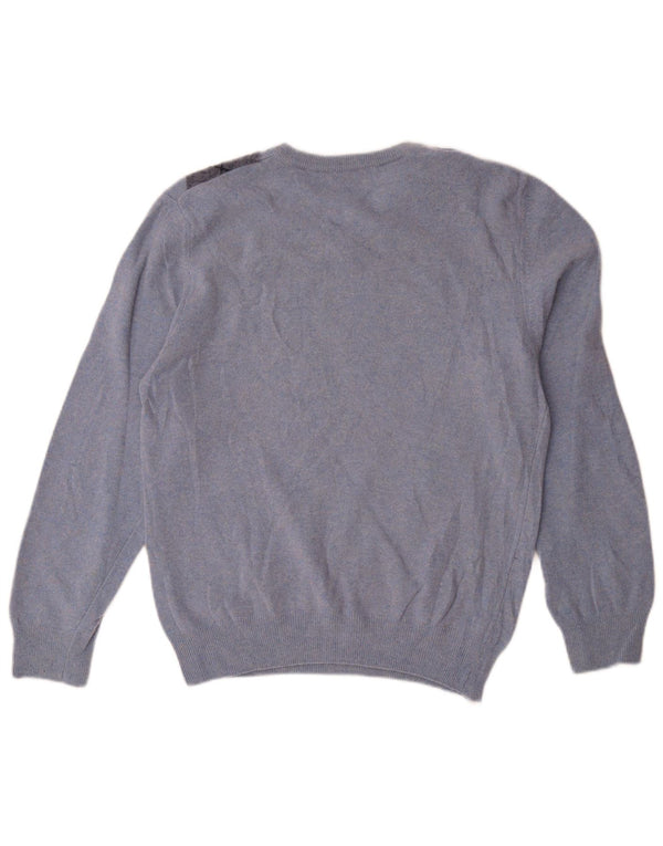 Maglione da donna con scollo a V Matteo Volpi UK 12 Blu medio Argyle/Diamante