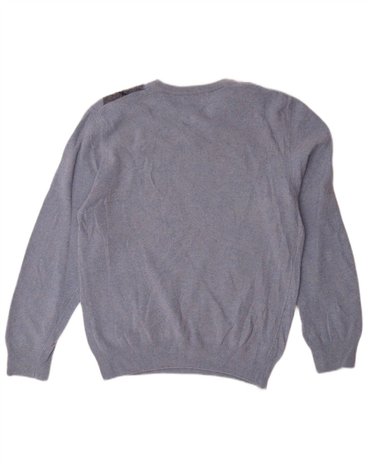 Maglione da donna con scollo a V Matteo Volpi UK 12 Blu medio Argyle/Diamante