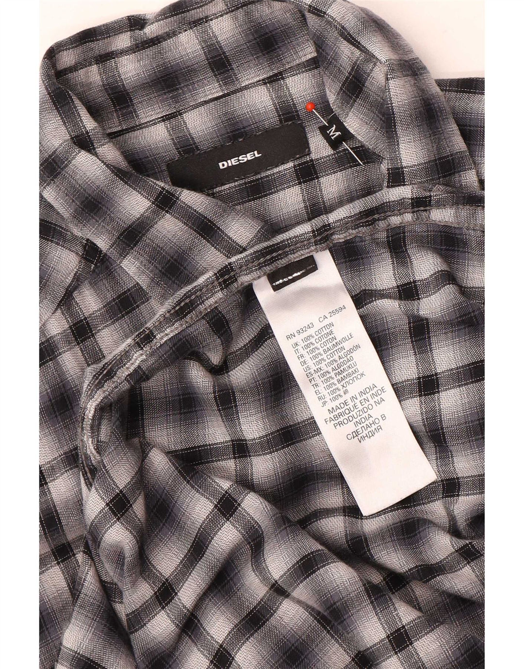 Camicia da uomo Diesel in cotone a quadri neri medi