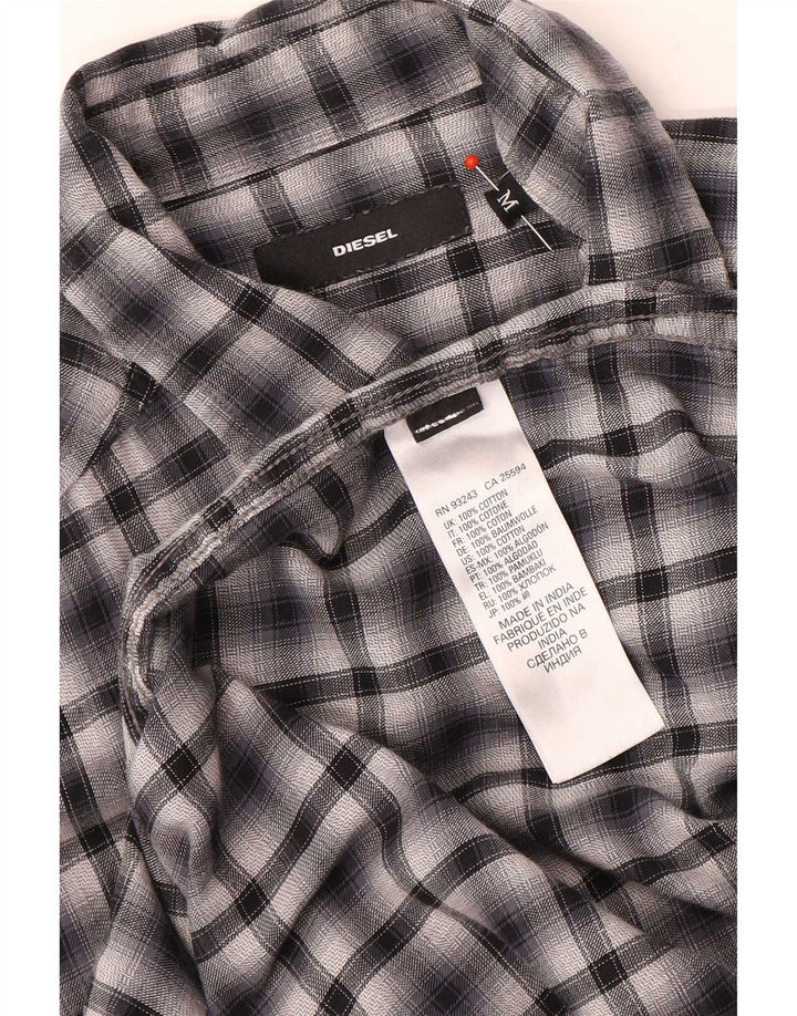 Camicia da uomo Diesel in cotone a quadri neri medi
