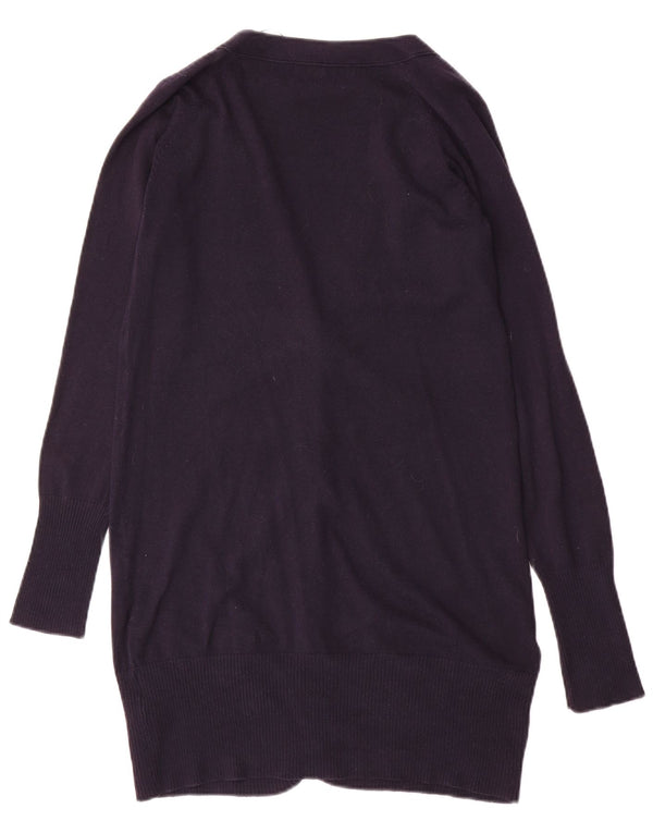 Maglione cardigan lungo da donna Zara UK 14 grande cotone blu navy