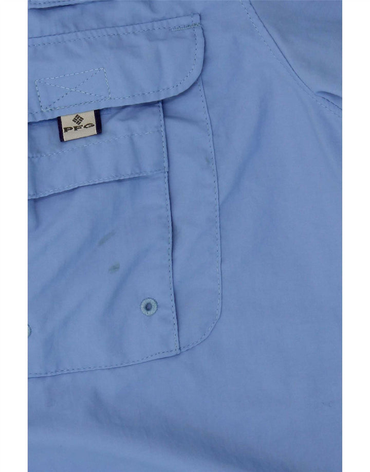 Camicia overshirt a maniche corte da donna Columbia grande in nylon blu