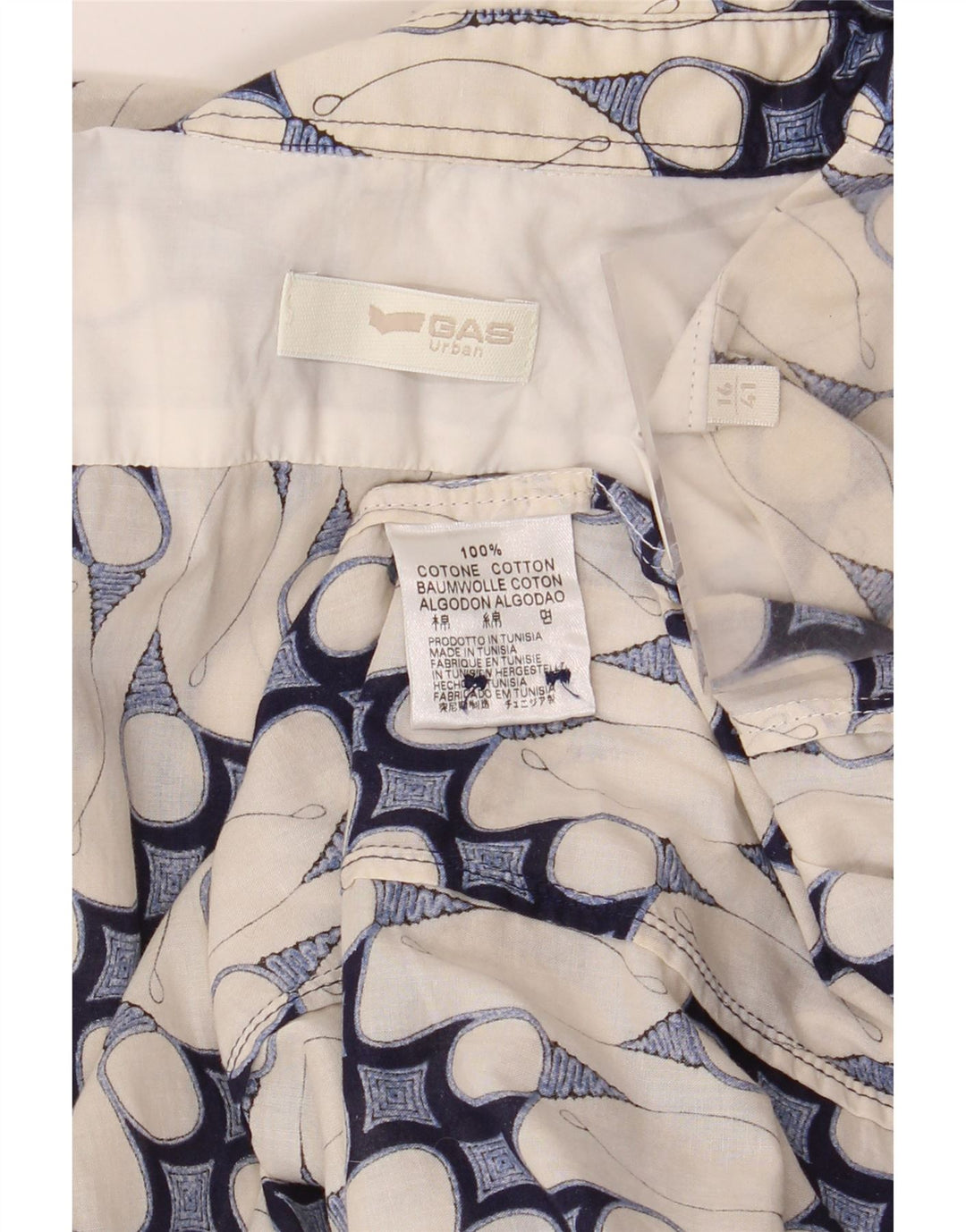 Camicia da uomo con motivo astratto Gas taglia 41 16 grande cotone blu