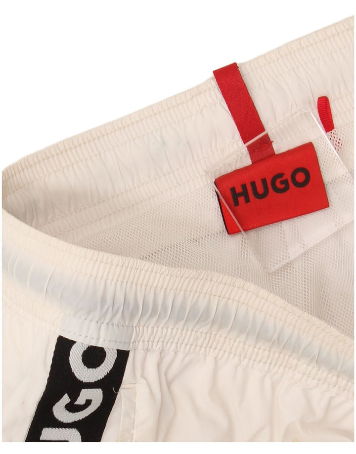 HUGO BOSS Mens Swimming Shorts Small White Polyamide