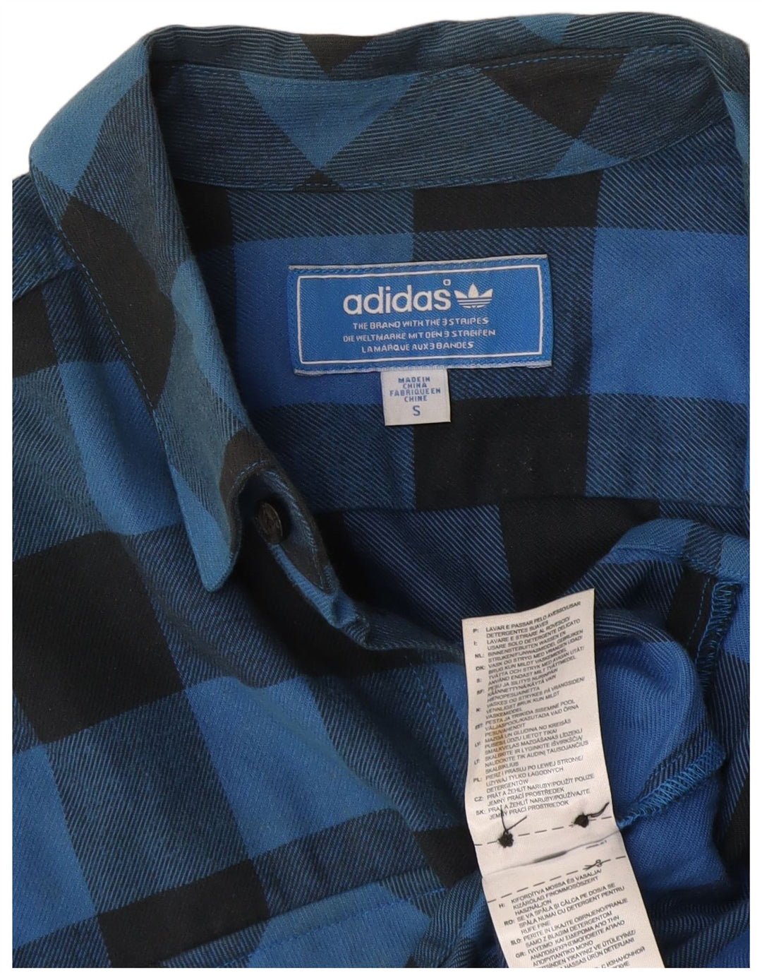 Camicia in flanella da uomo Adidas piccola in cotone a quadretti blu