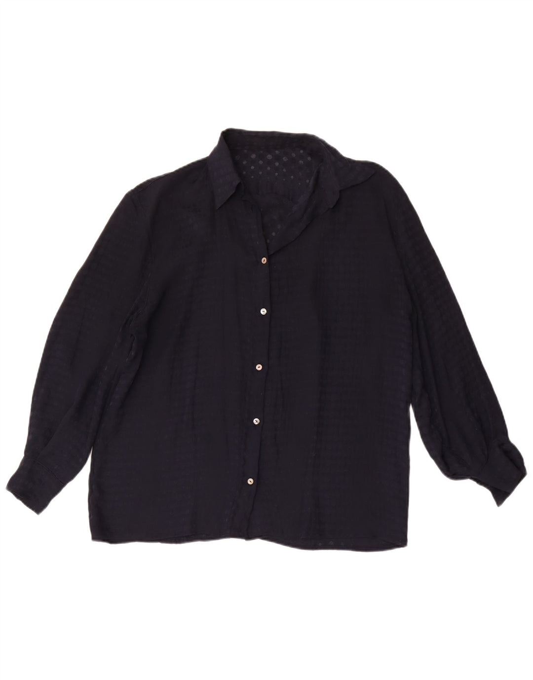 Camicia vintage da donna UK 16 grande blu navy maculata