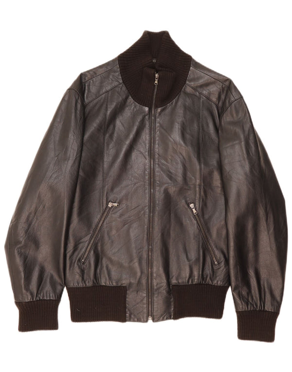 Lavorazione Artigianale Giacca in Pelle Uomo IT 50 Large Pelle Nera
