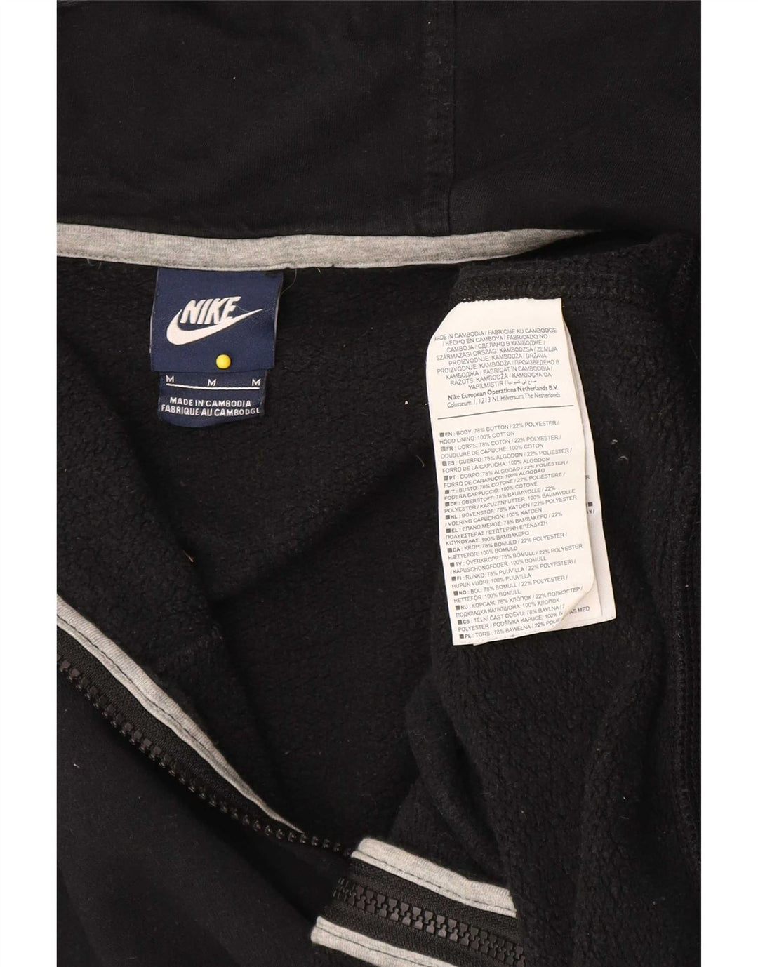 Felpa con cappuccio e zip Nike da uomo in cotone nero medio