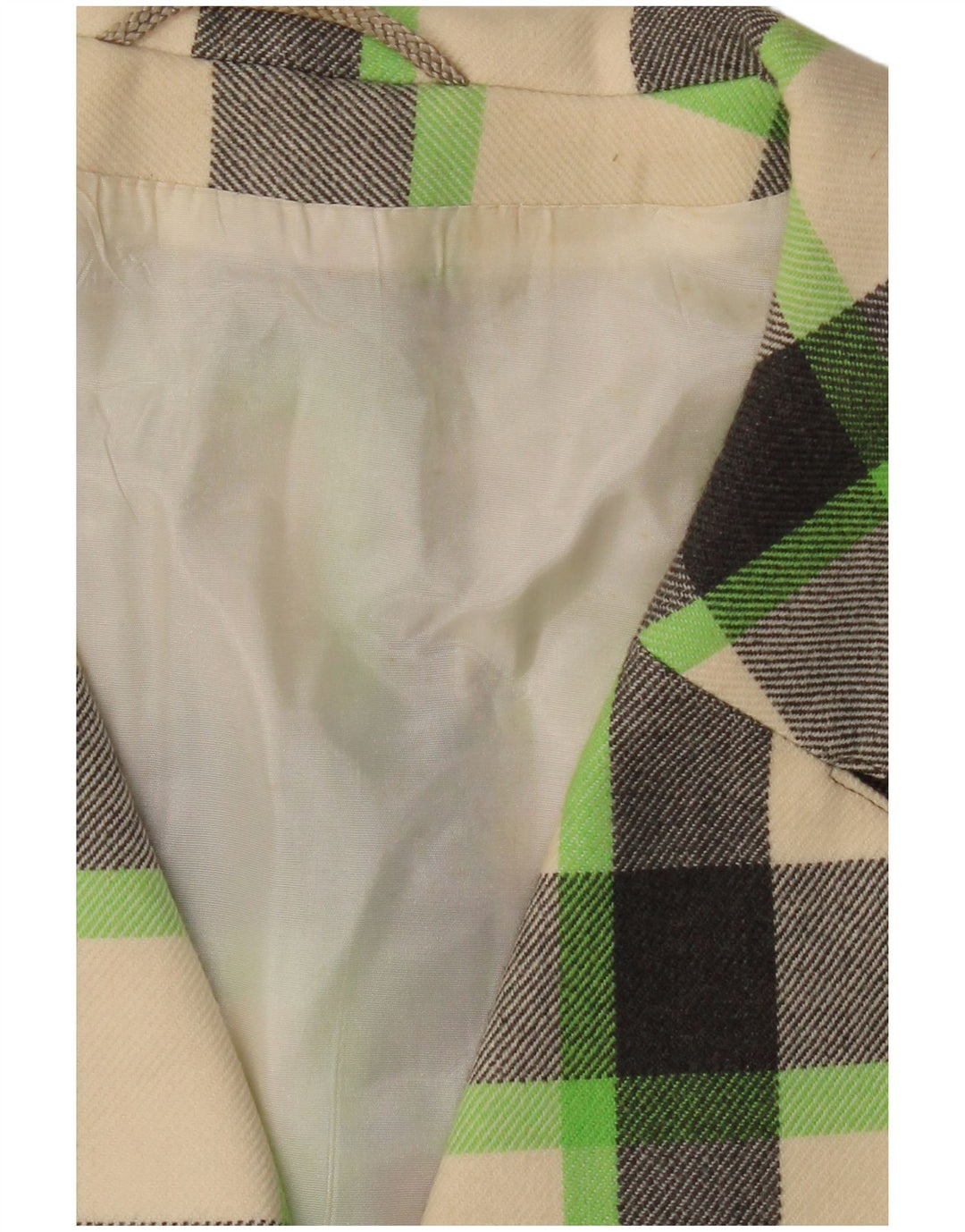 Cappotto da donna VINTAGE UK 16 grande quadretto bianco sporco