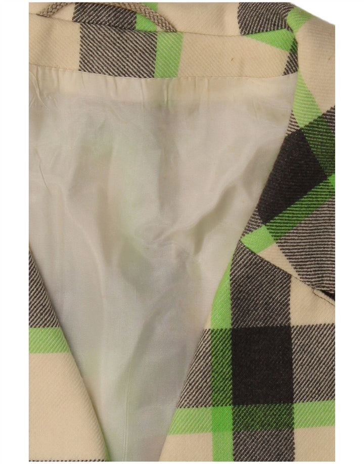 Cappotto da donna VINTAGE UK 16 grande quadretto bianco sporco