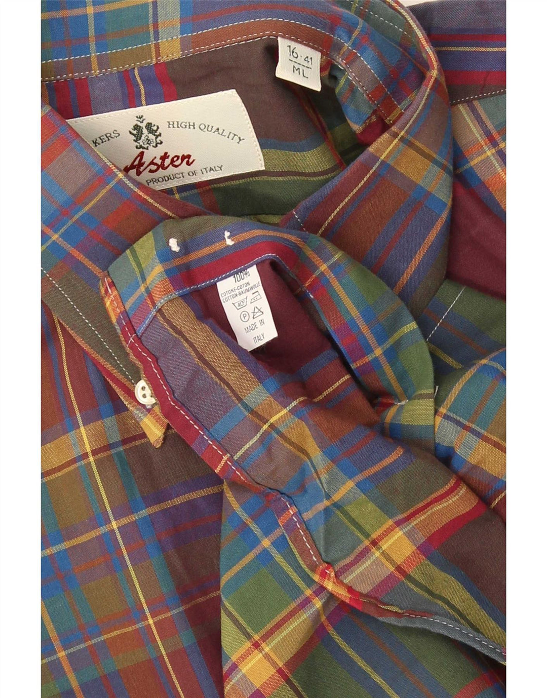 Camicia da uomo Aster taglia 41 16 grande cotone a quadri multicolore