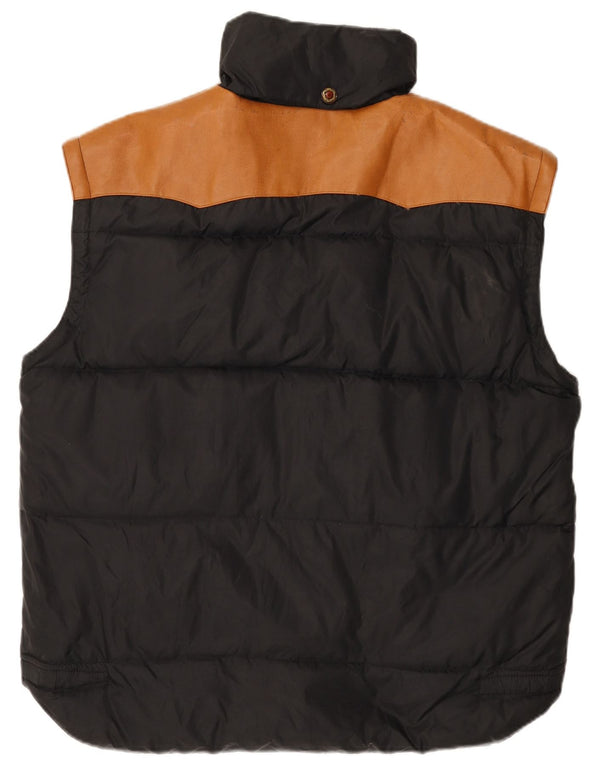 Gilet imbottito vintage da uomo UK 42 XL color block nero