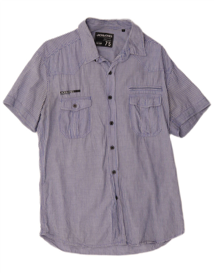 Camicia a maniche corte da uomo Jack & Jones grande gessato blu