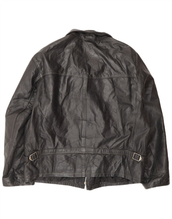 Giacca in pelle da uomo VINTAGE IT 50 Large in pelle nera