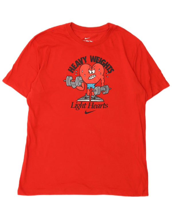 T-shirt grafica Nike Dri Fit da uomo in cotone rosso medio