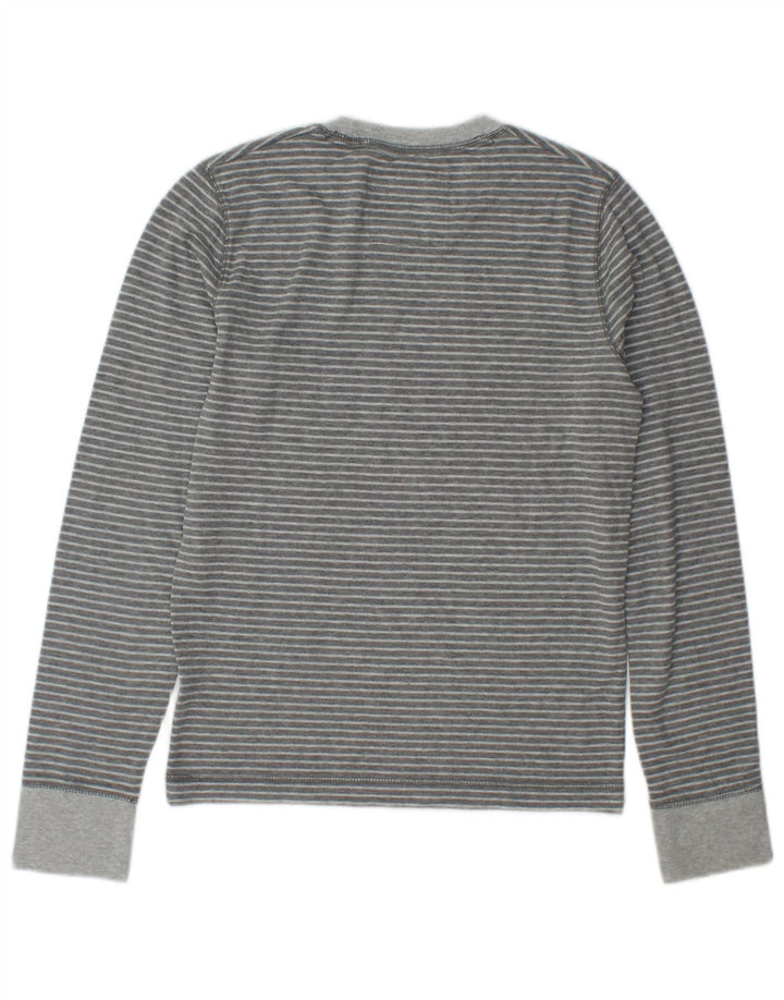 Top Hollister da uomo a maniche lunghe a righe piccole grigie
