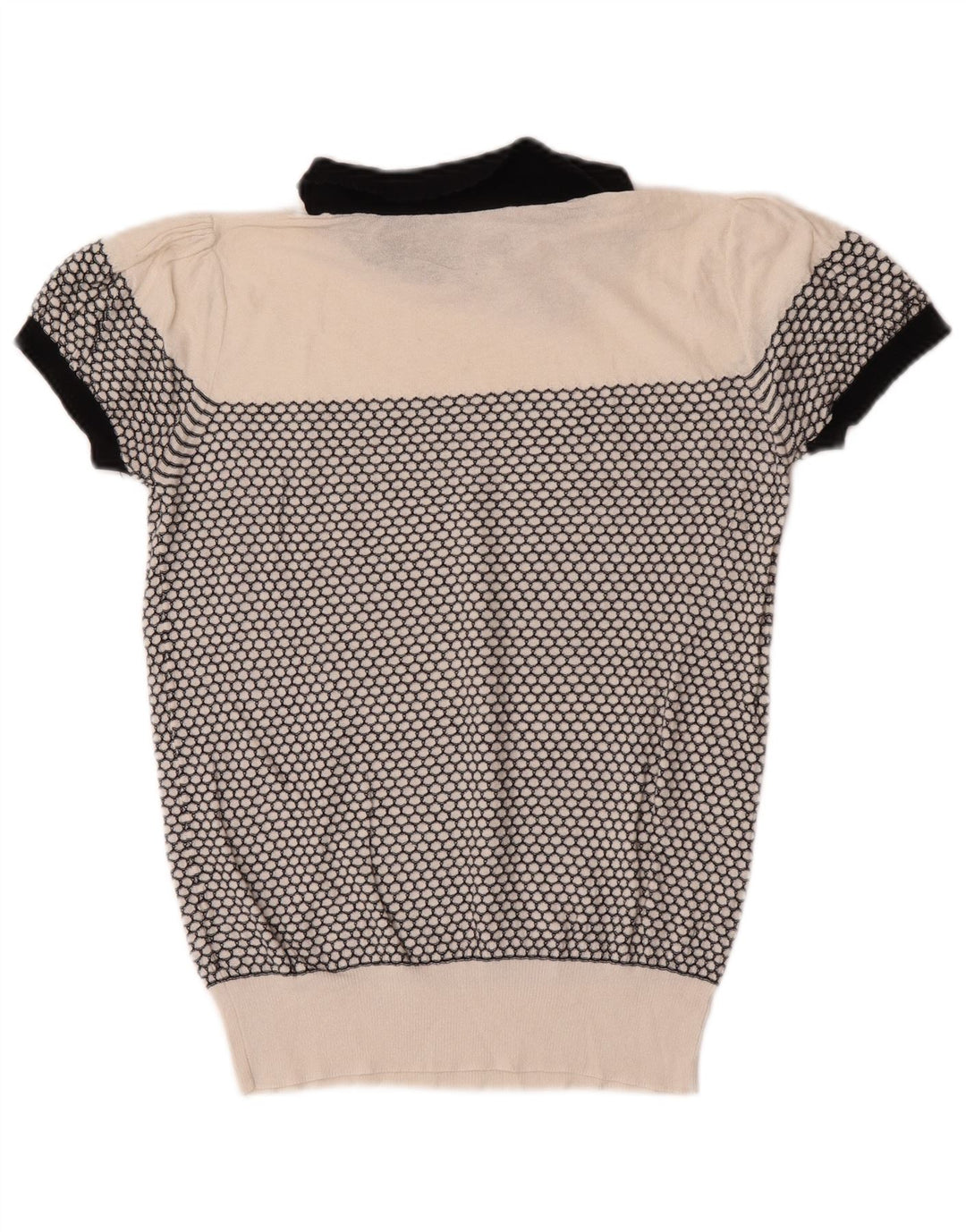 Maglione maglione collo alto da donna Oasis UK 10 piccolo bianco geometrico