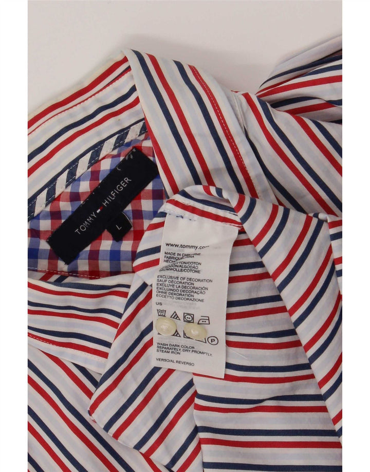 Camicia da uomo Tommy Hilfiger grande in cotone a righe multicolori