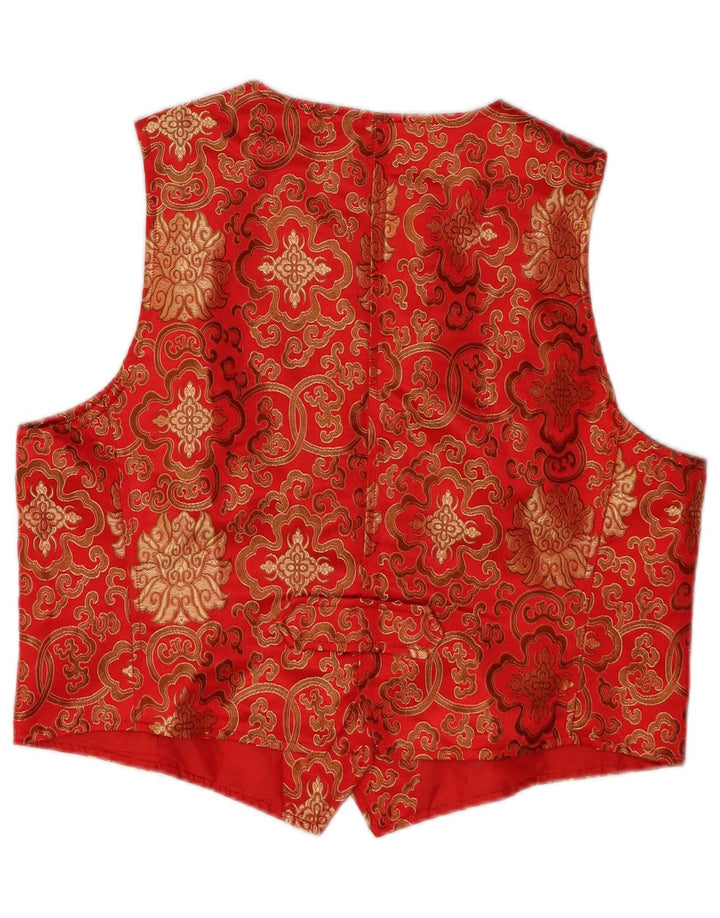 VINTAGE Womens Waistcoat IT 46 Large Red Paisley Polyester