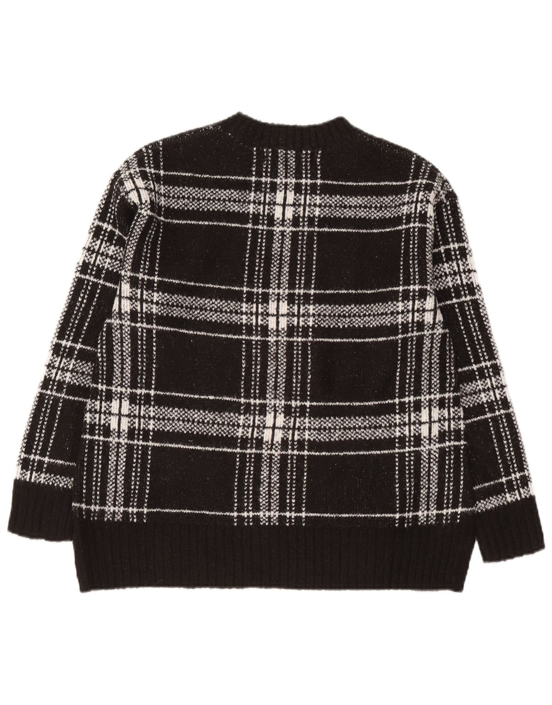 Maglione maglione girocollo da donna Marks & Spencer UK 10 piccolo quadretto nero