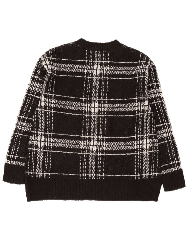 Maglione maglione girocollo da donna Marks & Spencer UK 10 piccolo quadretto nero