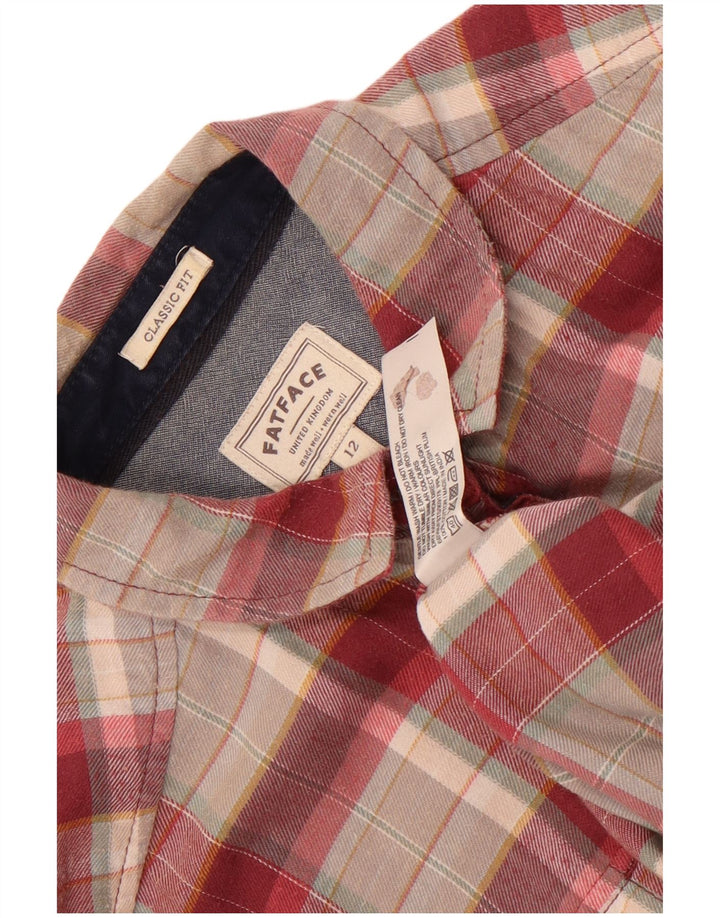 Fat Face Camicia da donna in flanella dalla vestibilità classica UK 12 Cotone a quadri rosso medio