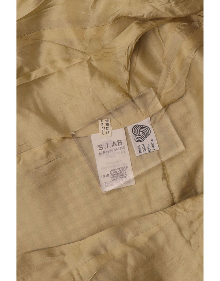 Giacca blazer vintage da donna a 2 bottoni UK 12 in lana pied de poule beige medio