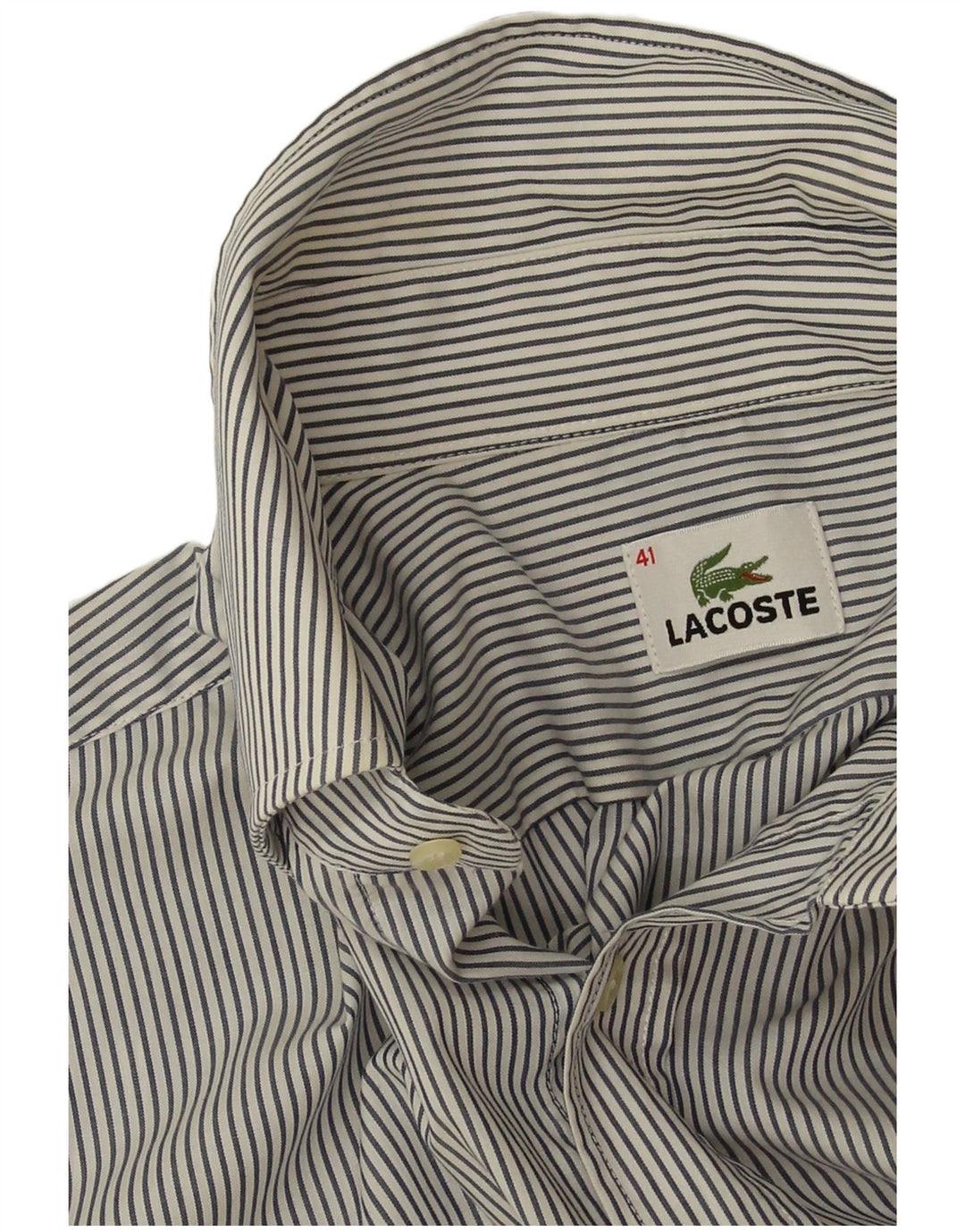 Camicia a maniche corte da uomo Lacoste taglia 41 grande cotone gessato grigio