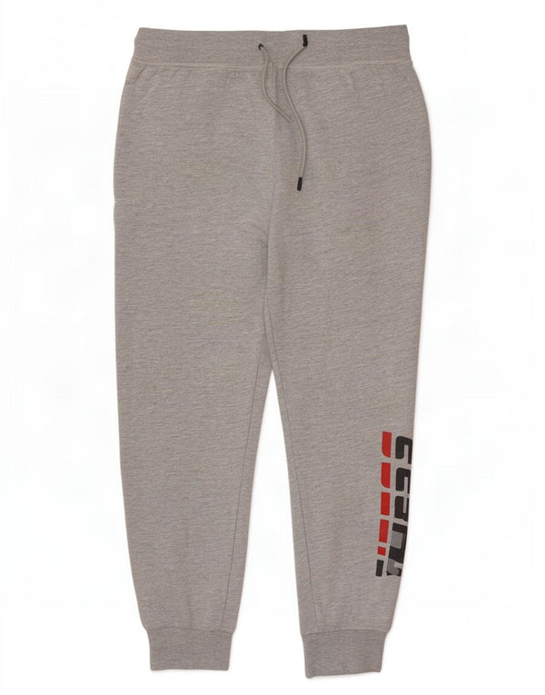 Guess Pantaloni da tuta da uomo con grafica Joggers Cotone mélange grigio medio