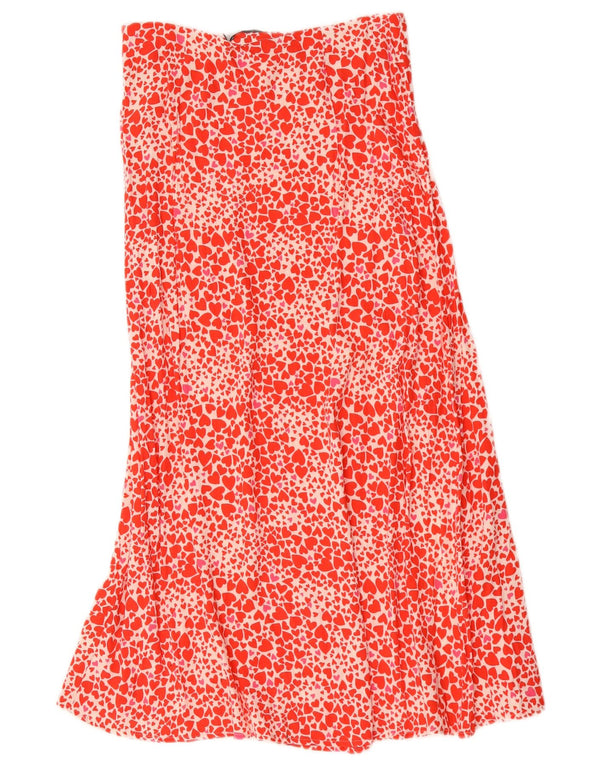 Gonna lunga da donna a vita alta Oasis UK 6 XS W26 Cuore in viscosa maculato rosso