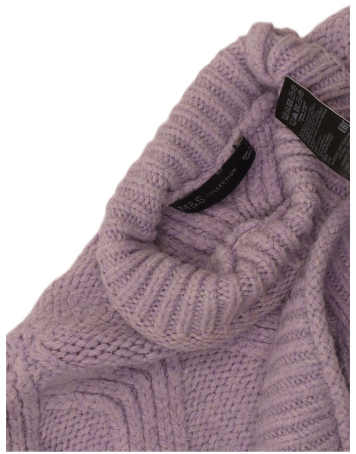 Marks & Spencer Womens Crop Turtle Neck Jumper Sweater UK 10 Small Purple