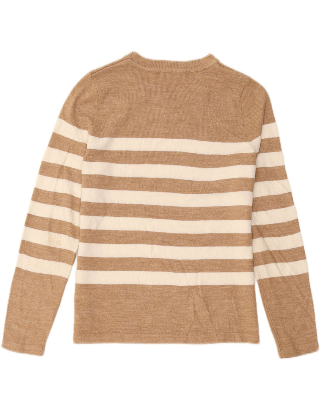 Maglione maglione con scollo a barca da donna Marks & Spencer UK 12 a righe beige medio