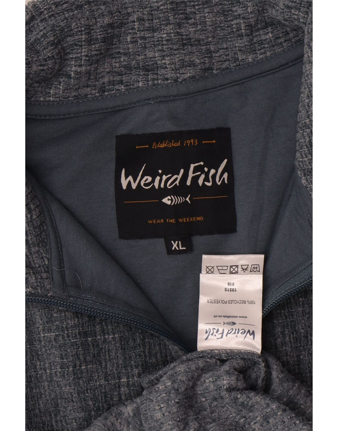 WEIRD FISH Felpa da uomo con collo con zip Maglione UK 18 XL Poliestere chiazzato grigio