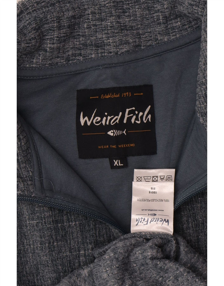 WEIRD FISH Felpa da uomo con collo con zip Maglione UK 18 XL Poliestere chiazzato grigio
