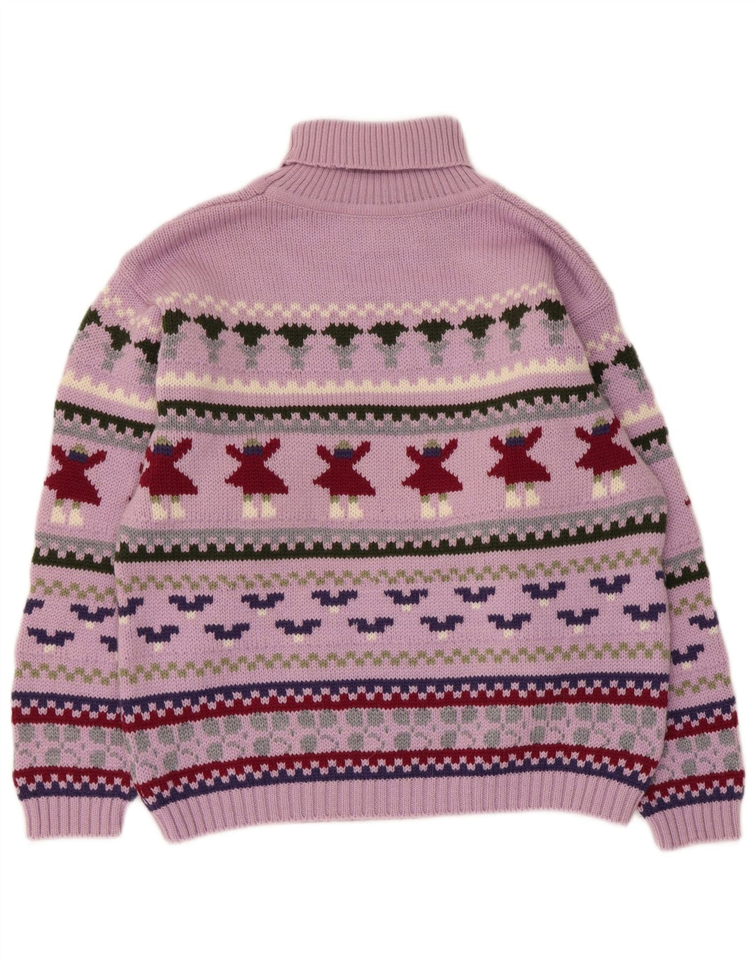 Maglione maglione a collo alto da donna Barbara UK 14 Viola medio Fair Isle