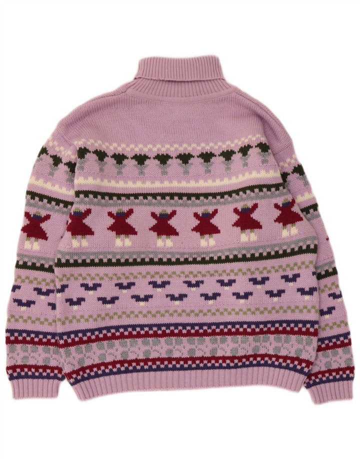 Maglione maglione a collo alto da donna Barbara UK 14 Viola medio Fair Isle