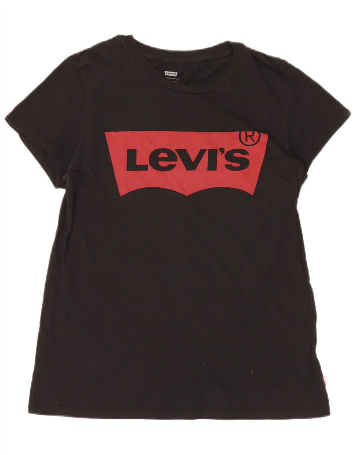 T-shirt grafica da donna LEVI'S Top UK 12 piccola in cotone nero