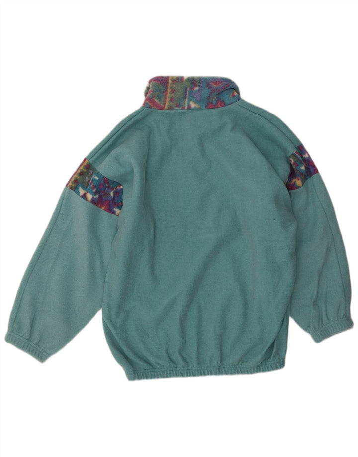 Maglione in pile da uomo vintage con zip e collo in poliestere geometrico verde medio