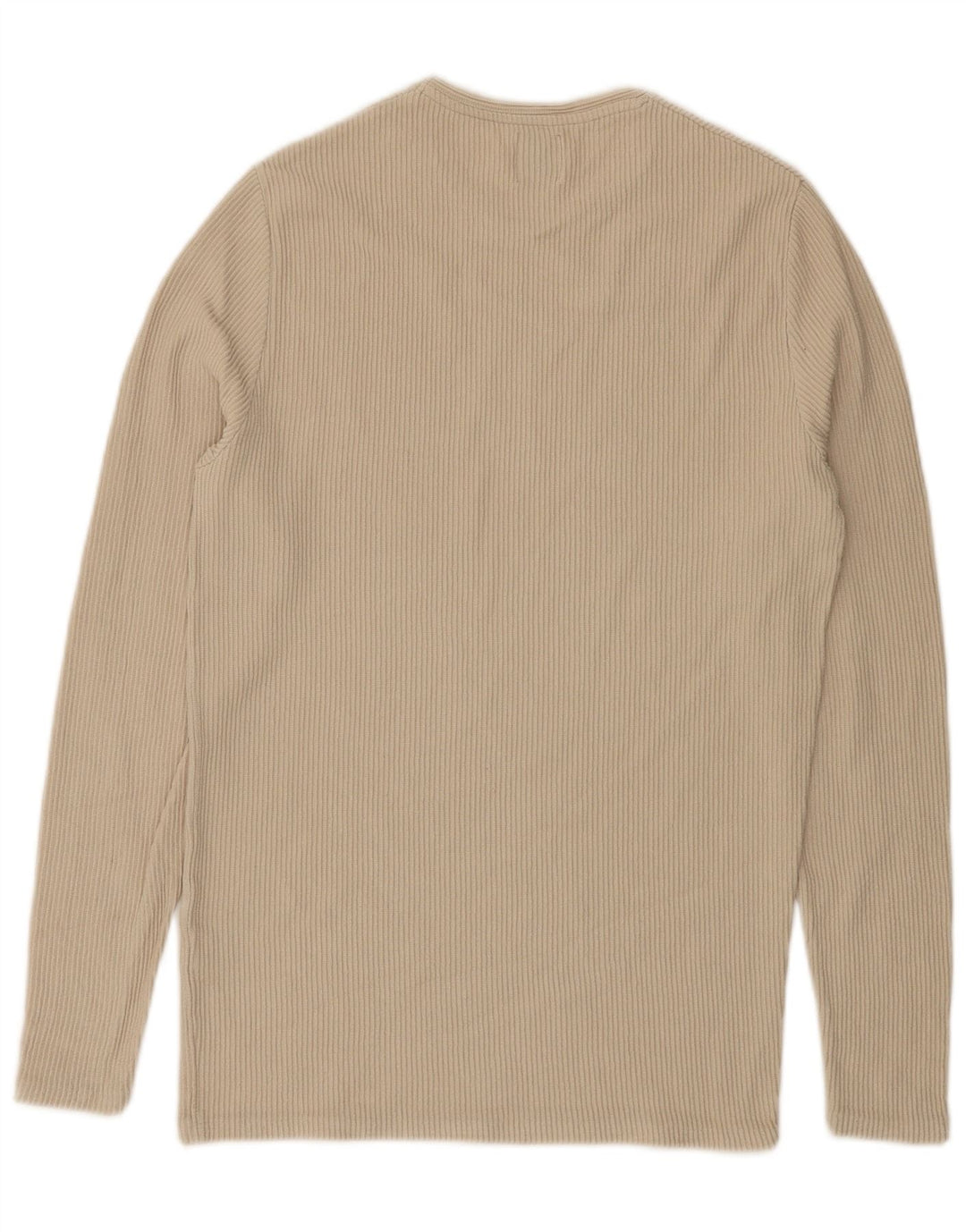ZARA Mens Top Long Sleeve Medium Beige Cotton